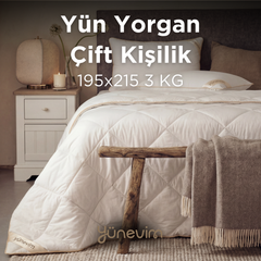 Çift Kişilik Kuzu Yünü Yorgan 195x215 cm 3 kg Merinos Kuzu Yünü