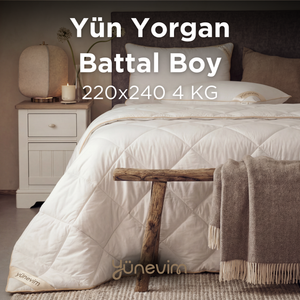 Battal Boy Kuzu Yünü Yorgan 220x240 cm 4 kg Merinos Kuzu Yünü