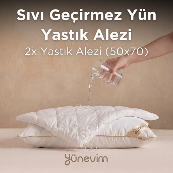 Çift Kişilik Çeyiz Seti (2 Adet Sıvı Geçirmez Yün Yastık Alezi Hediyeli )