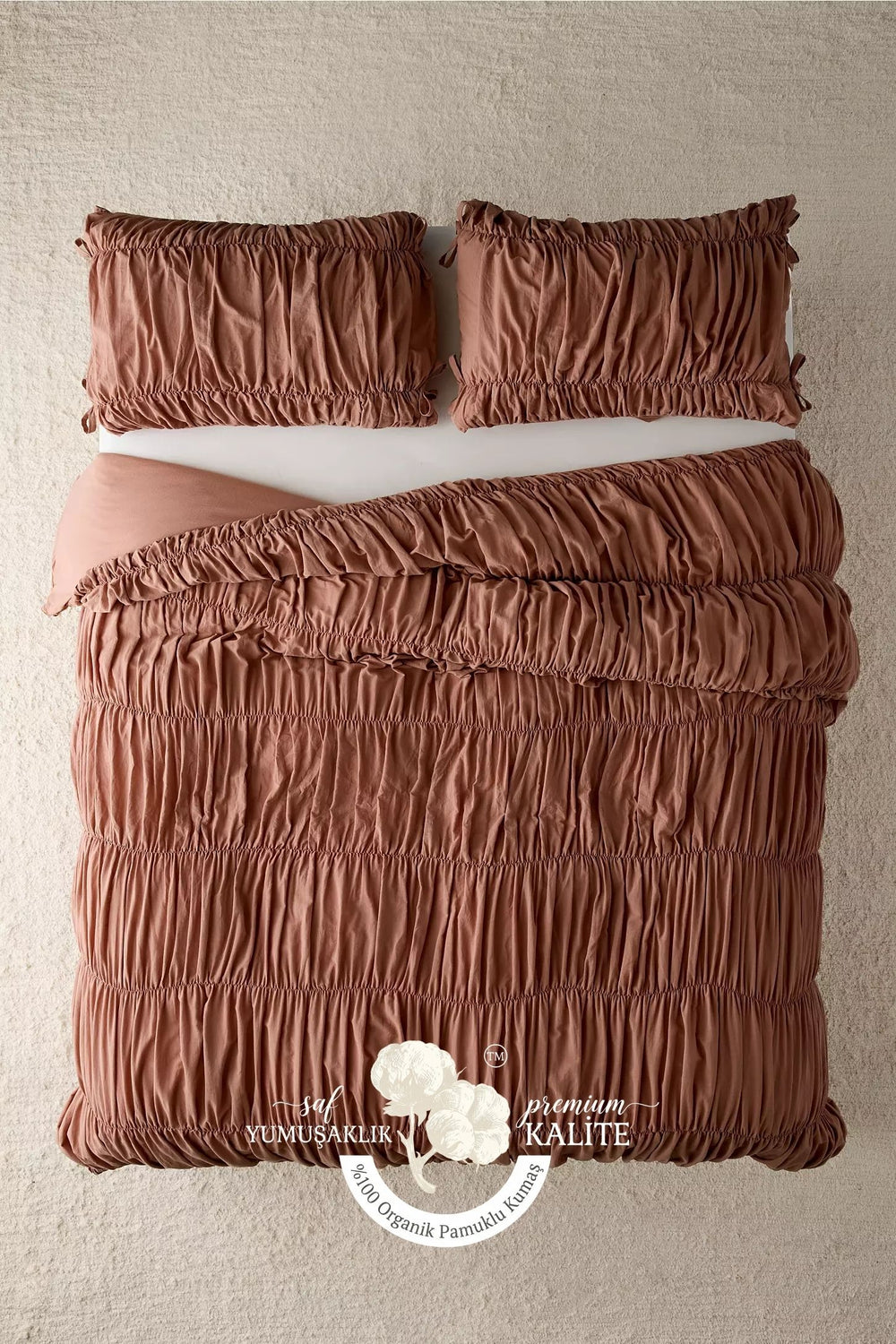 Toprak %100 Organik Pamuk Bürümcük Nevresim Takımı - Yün Evim® Natural Serisi