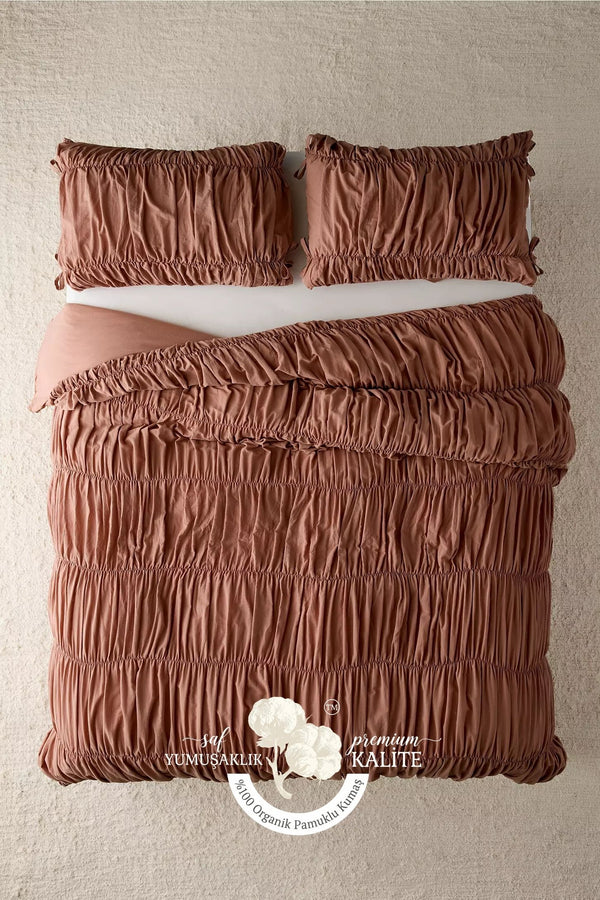 Toprak %100 Organik Pamuk Bürümcük Nevresim Takımı - Yün Evim® Natural Serisi