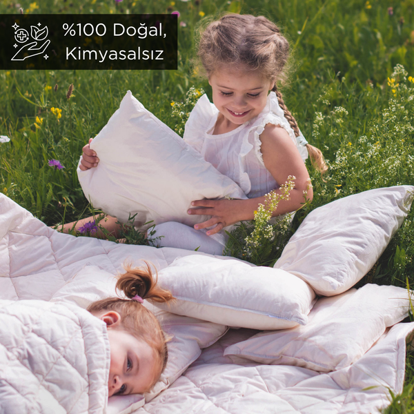 Yün Çocuk Uyku Seti | Çocuk Yastık - Çocuk Ped - Çocuk Yorgan