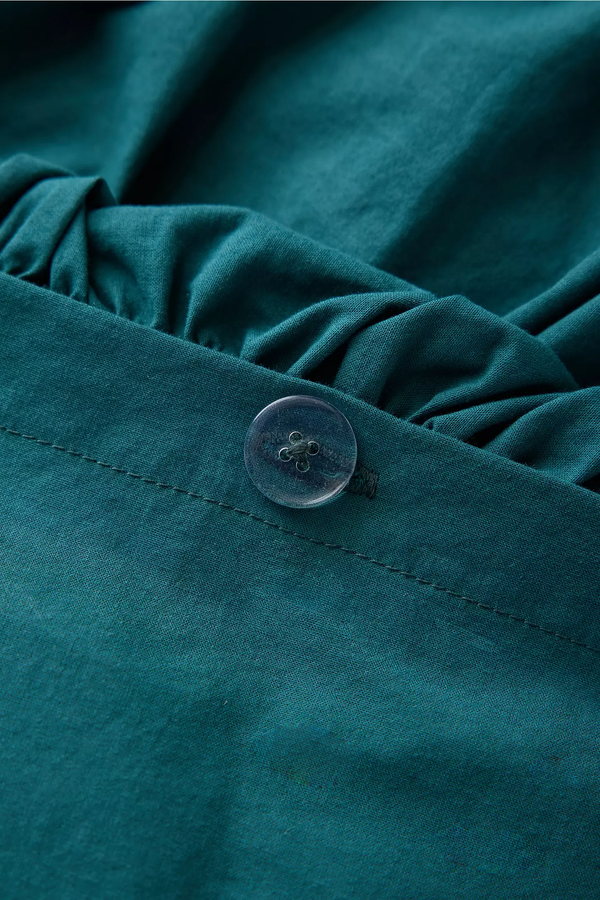 Petrol Yeşili %100 Organik Pamuk Bürümcük Nevresim Takımı - Yün Evim® Natural Serisi