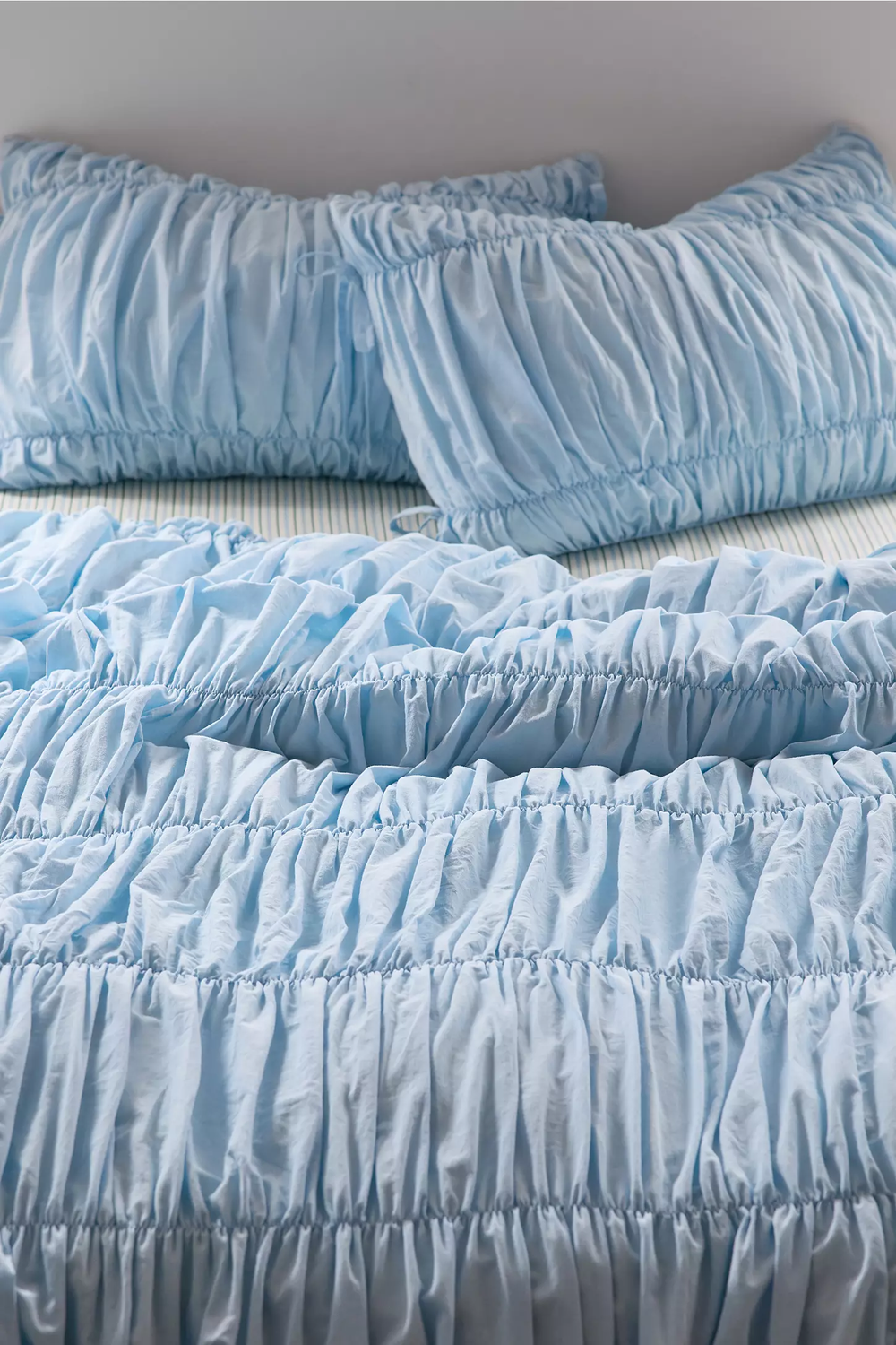 Bebek Mavisi %100 Organik Pamuk Bürümcük Nevresim Takımı - Yün Evim® Natural Serisi