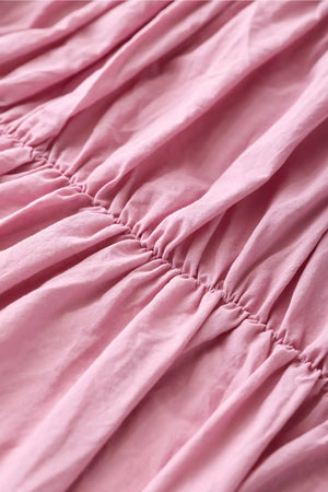 Pembe %100 Organik Pamuk Büzgülü Nevresim Takımı - Yün Evim® Natural Serisi