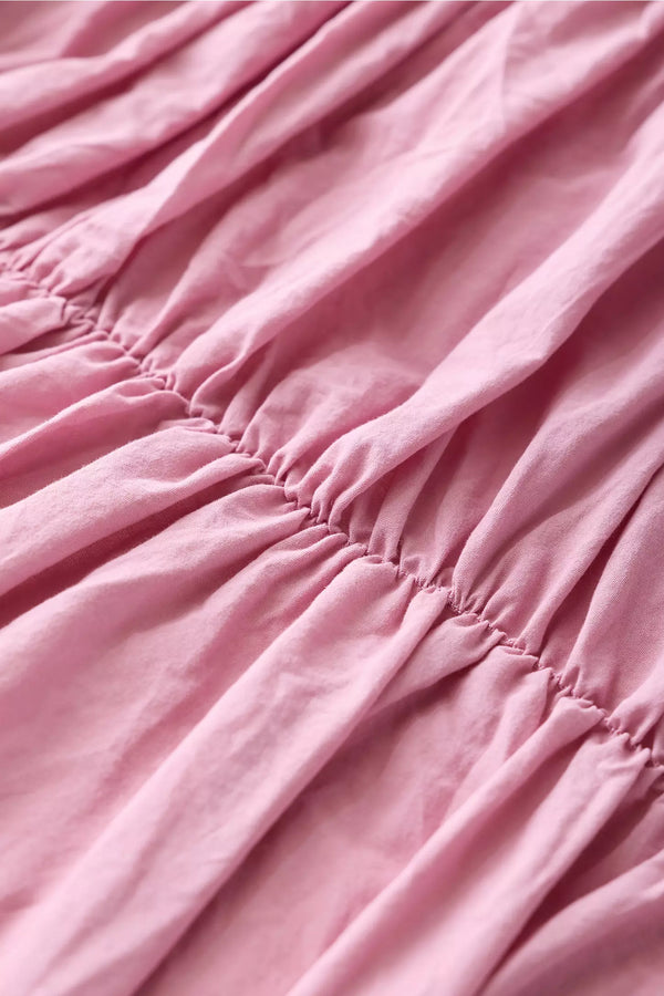 Pembe %100 Organik Pamuk Büzgülü Nevresim Takımı - Yün Evim® Natural Serisi