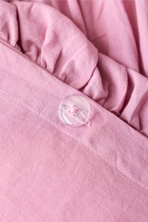 Pembe %100 Organik Pamuk Büzgülü Nevresim Takımı - Yün Evim® Natural Serisi