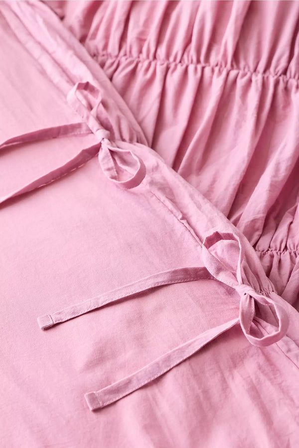 Pembe %100 Organik Pamuk Büzgülü Nevresim Takımı - Yün Evim® Natural Serisi