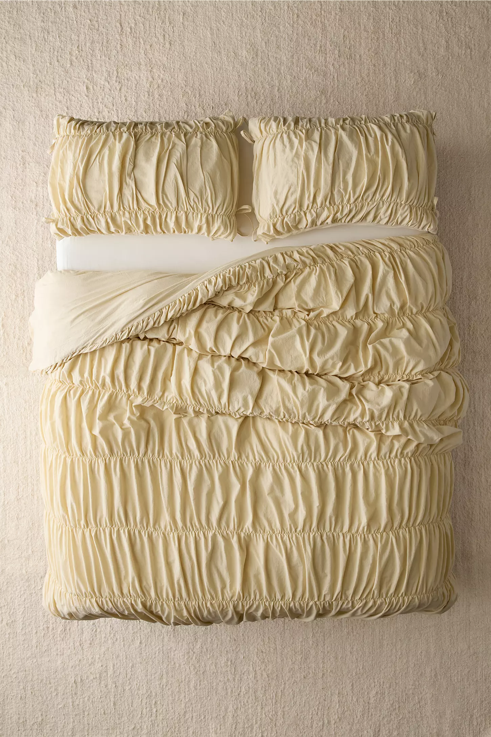 Sarı %100 Organik Pamuk Bürümcük Nevresim Takımı - Yün Evim® Natural Serisi