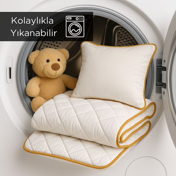 Yün Çocuk Uyku Seti | Çocuk Yastık - Çocuk Ped - Çocuk Yorgan