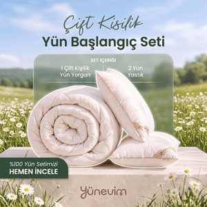 Başlangıç Seti Çift Kişilik | 1 Adet Çift Kişilik Yün Yorgan + 2 Adet Yün Yastık