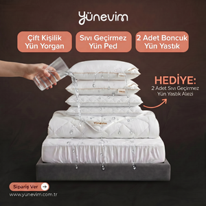 Çift Kişilik Çeyiz Seti (2 Adet Sıvı Geçirmez Yün Yastık Alezi Hediyeli )