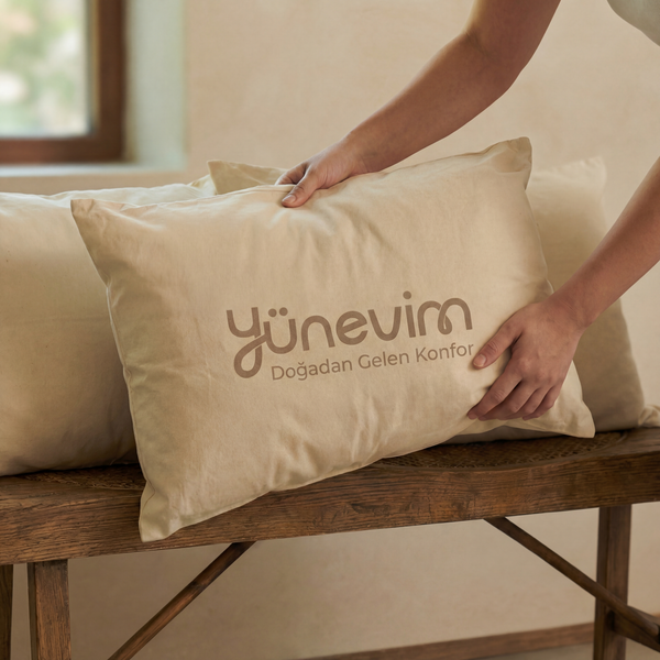 1 Adet Doğal Kuzu Boncuk Yünü Yastık 50x70 cm 1000 GR Merinos Kuzu Yünü