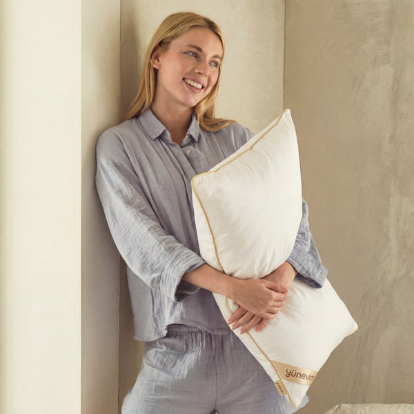 1 Adet Doğal Kuzu Boncuk Yünü Yastık 50x70 cm 1000 GR Merinos Kuzu Yünü