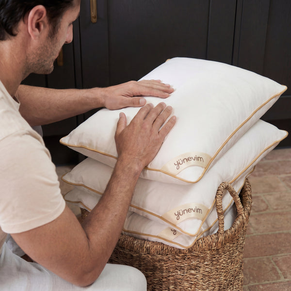 2 Adet Doğal Boncuk Kuzu Yünü Yastık 50x70 cm 2x1000 GR Merinos Kuzu Yünü