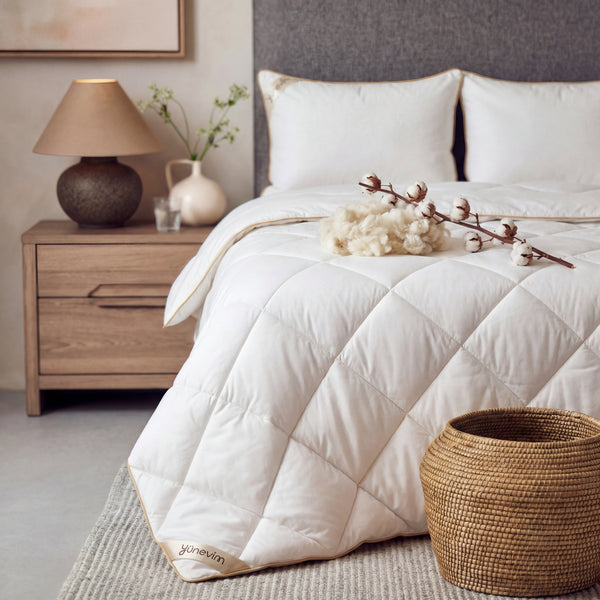 Çift Kişilik Kuzu Yünü Yorgan 195x215 cm 3 kg Merinos Kuzu Yünü