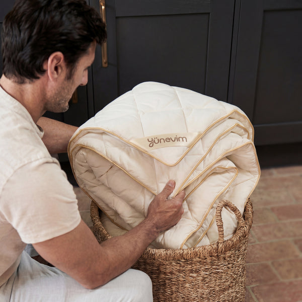 Çift Kişilik Kuzu Yünü Yorgan 195x215 cm 3 kg Merinos Kuzu Yünü