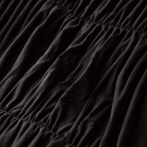 Obsidyen Siyahı %100 Organik Pamuk Büzgülü Nevresim Takımı - Yün Evim® Natural Serisi