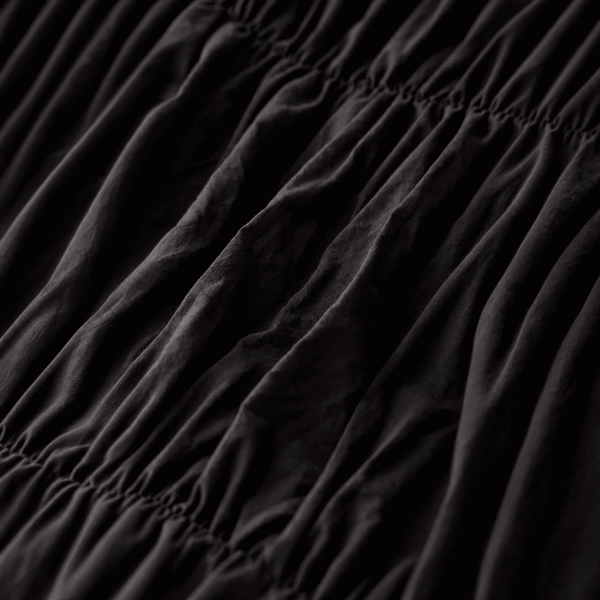 Obsidyen Siyahı %100 Organik Pamuk Büzgülü Nevresim Takımı - Yün Evim® Natural Serisi