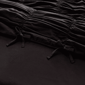 Obsidyen Siyahı %100 Organik Pamuk Büzgülü Nevresim Takımı - Yün Evim® Natural Serisi
