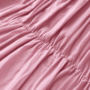 Pembe %100 Organik Pamuk Büzgülü Nevresim Takımı - Yün Evim® Natural Serisi