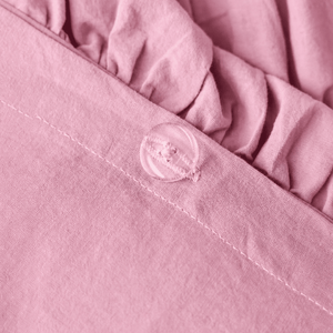Pembe %100 Organik Pamuk Büzgülü Nevresim Takımı - Yün Evim® Natural Serisi