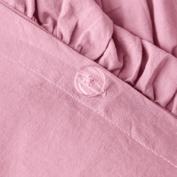 Pembe %100 Organik Pamuk Büzgülü Nevresim Takımı - Yün Evim® Natural Serisi