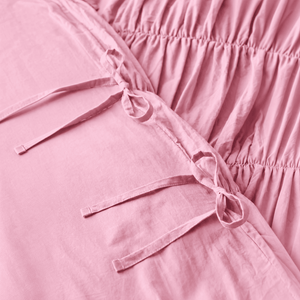 Pembe %100 Organik Pamuk Büzgülü Nevresim Takımı - Yün Evim® Natural Serisi